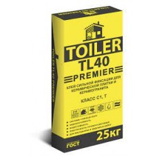 Клей сильной фиксации TL 40 PREMIER для плитки и керамогранита 25кг, TOILER