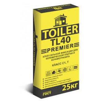 Клей сильной фиксации TL 40 PREMIER для плитки и керамогранита 25кг, TOILER