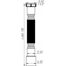 Гибкая труба 1 1/2 х40/50 (370-875мм), Aquant