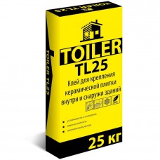 Клей TL 25 для керамической плитки и керамогранита 25кг, TOILER