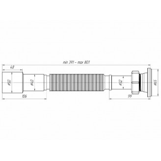 Сифон гофрированный 1 1/4*40/ 50 (391-801мм), АНИ пласт