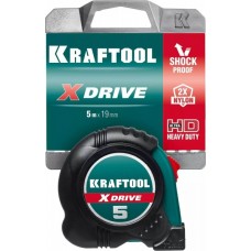 Рулетка X-Drive 5м х 19мм с ударостойким обрезиненным корпусом, KRAFTOOL