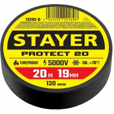 Изолента ПВХ Protect-20 20м х 19мм, черная, STAYER Professional