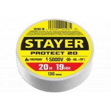 Изолента ПВХ Protect-20 20м х 19мм, белая, STAYER Professional