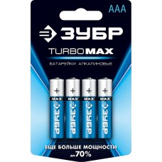 Батарейки Turbo-MAX алкалиновые, AA, 1,5В, 4шт, ЗУБР