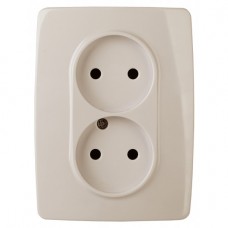 Розетка 2X2P, 16A-250В, IP20, Эра12, слоновая кость, 12-2107-02, ЭРА 