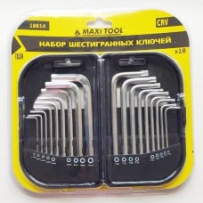 Набор имбусовых ключей HEX 1.5-10мм, TORX Т10-T50, 18шт, MaxiTool