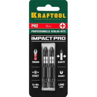 Ударные биты Impact Pro PH2, 50мм, 2шт, KRAFTOOL 