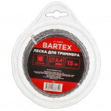 Леска для триммера 2.4мм, 15м, квадрат, скрученная, двухцветная, Bartex